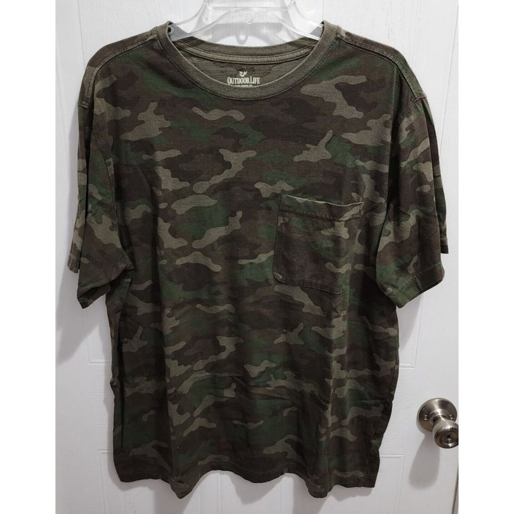 Outdoor Life River Washed Camouflage‎ Short Sleeve T Shirt 100% Cotton Size XL